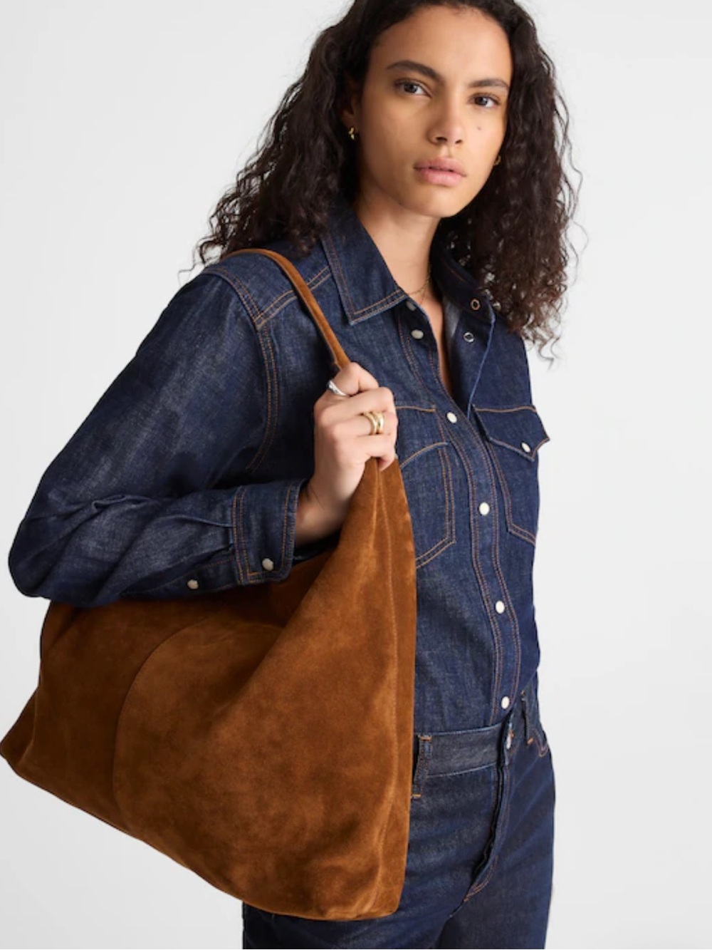 Madewell The Mylie Large Shoulder Bag in Italian Suede